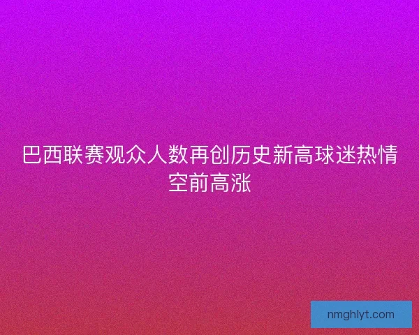 巴西联赛观众人数再创历史新高球迷热情空前高涨 巴西联赛观众人数再创历史新高球迷热情空前高涨
