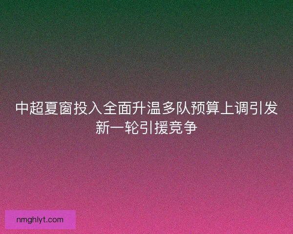 中超夏窗投入全面升温多队预算上调引发新一轮引援竞争 中超夏窗投入全面升温多队预算上调引发新一轮引援竞争