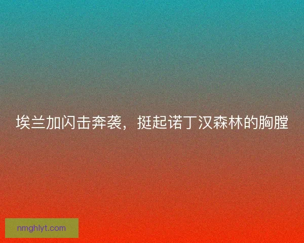 埃兰加闪击奔袭,挺起诺丁汉森林的胸膛 埃兰加闪击奔袭,挺起诺丁汉森林的胸膛