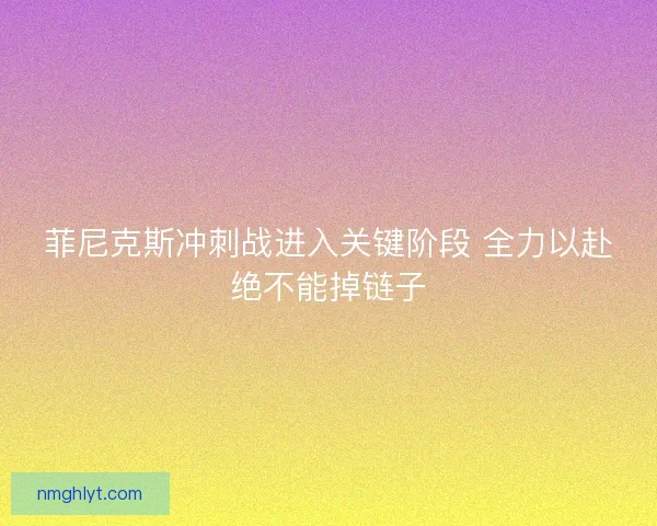 菲尼克斯冲刺战进入关键阶段 全力以赴绝不能掉链子